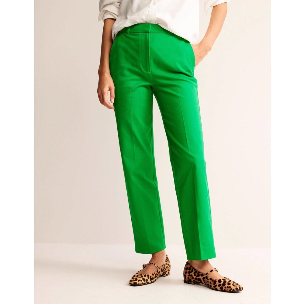Boden Kew Bi Stretch Pants Green Womens US 2 Long Cotton Tapered Straight Ankle - Picture 5 of 16